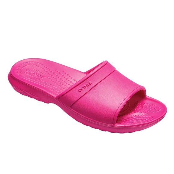 Crocs Classic Pink Slides - Picture 1 of 3